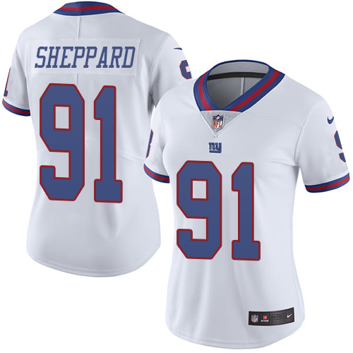 Women's Limited Kelvin Sheppard Nike Jersey White - #91 Rush NFL New York Giants